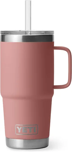 Vista 14 de YETI Rambler - Vaso de 25 onzas con asa y tapa con popote, vaso de viaje para agua, vaso aislado al vacío con asa, acero inoxidable, apicultor