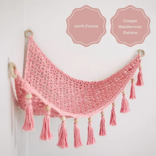Vista 2 de Sasa Baby and Toddler Hamaca de Juguete de Macramé para Animales de Peluche - Hamaca de Juguete de Peluche para Decoración de Guardería de Niña