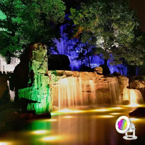 Vista 5 de Luces LED para Estanque con Control Remoto, 6W SS316 de Acero Inoxidable RGB Luz de Fuente Subacuática IP68 Impermeable Luces Subacuáticas