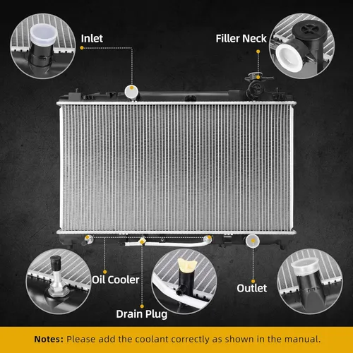 Vista 6 de DWVO Radiador compatible con Camry L4 2.4L 2007-2011, Camry 2.5L 4CYL DWRD1081 2010-2011