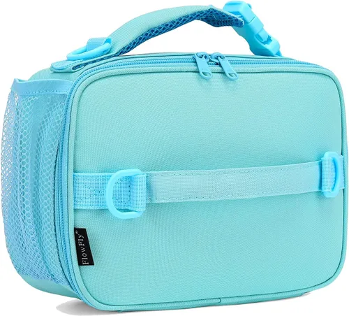 Vista 19 de Flowfly - Lonchera para niños, bolsa escolar aislada duradera con correa de hombro y soporte para botellas, minihielera térmica resistente al agua
