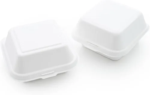 Vista 2 de Recipientes de comida para llevar con un solo compartimento 100% compostable, 6 x 6 pulgadas. 25 envases, bagazo desechable natural, biodegradable