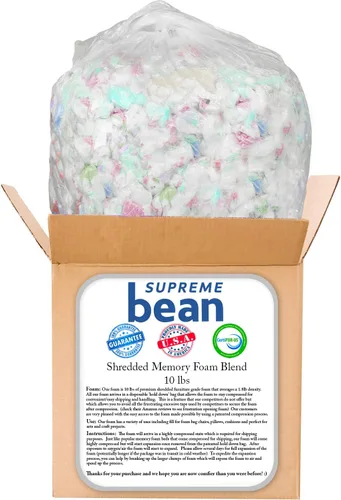 Vista 7 de Supreme Bean Relleno de espuma para puf, tumbonas y flotadores de piscina, 75 L, color blanco con boquilla de cremallera EZ-Pour