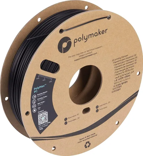 Polymaker Polymax - Filamento de PC resistente de 2,85 mm, negro, 0,75 kg, filamento de policarbonato para impresora 3D, resistente y con alta