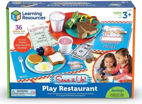Vista 5 de Learning Resources Serve It Up! Play Restaurant - 35 piezas, a partir de 3 años, juego de restaurante de simulación para niños, juguetes