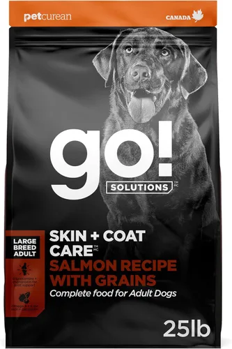 Go! Solutions Skin + Coat Care - Alimento seco para perros de raza grande con granos, sin pollo, croquetas saludables, glucosamina y condroitina