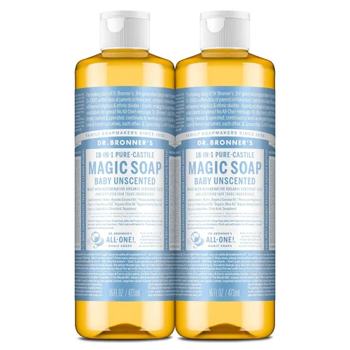 Vista 11 de Dr. Bronner's Pure-Castile Magic - Jabón líquido (bebé sin perfume, 8 onzas), fabricado con aceites orgánicos regenerativos certificados, para cara