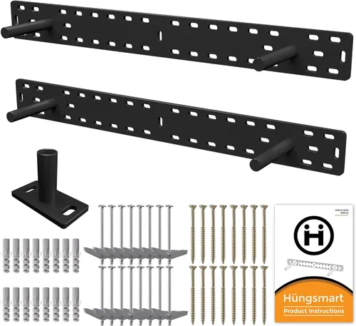 Vista 21 de Juego de 4 soportes para estantes flotantes de servicio pesado (placa base de 1/4 de pulgada de grosor) de acero dulce pintado en negro/soporte