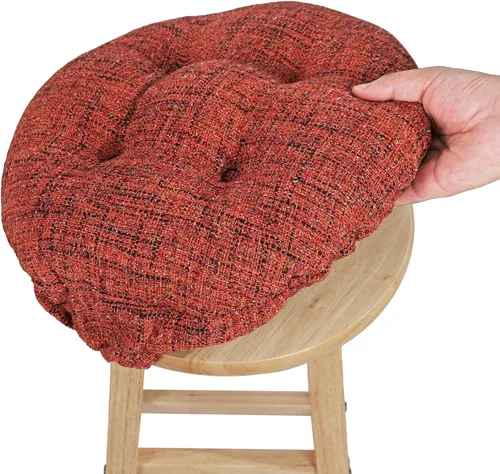 Vista 24 de SINOSSO Cojín moderno para taburete de bar de diámetro 14, diseño de entretejido de moda, antideslizante, de silicona, redondo, funda de cojín Beige