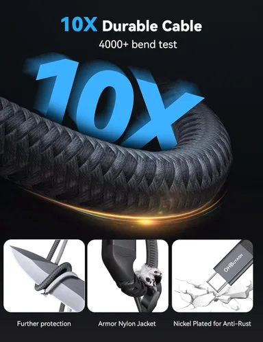 Vista 5 de Cable USB 4 V2 de 80 Gbps para cable corto Thunderbolt 4 de 1.64 pies, ancho de banda Boost 120Gbps para 16K/Dual 8K, PD 240W carga rápida para USB