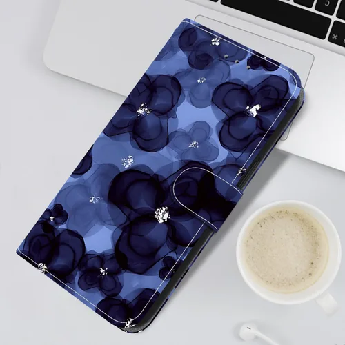 Vista 6 de Flip Leather Wallet Phone Cases for Motorola Moto E7 Power Case with Card Slot Leather Crystal Patterned Painted Leather Cover (SJ-31)