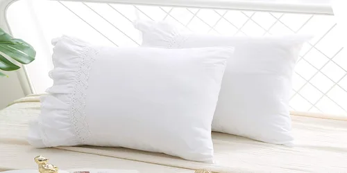 Vista 10 de Juego de 2 fundas de almohada con encaje blanco con flores 3D de aspecto retro noble y lujoso elegante, 100% algodón, tamaño estándar