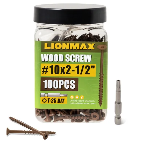 Vista 21 de LIONMAX Tornillos de cubierta de 2-1/2 pulgadas, tornillos para madera #10 x 2-1/2 pulgadas, 50 unidades, resistentes a la corrosión, revestimiento