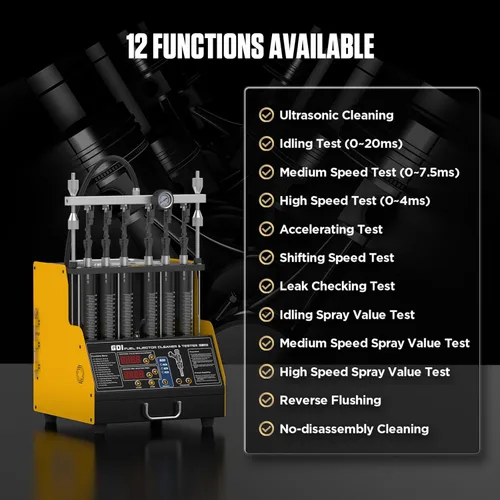 Vista 2 de CT400 Fuel Injector Cleaner Tester, High Pressure Ultrasonic Cleaning Machine,Injector Cleaner Machine with 12 Tests & 6-Cylinder, Adjustable