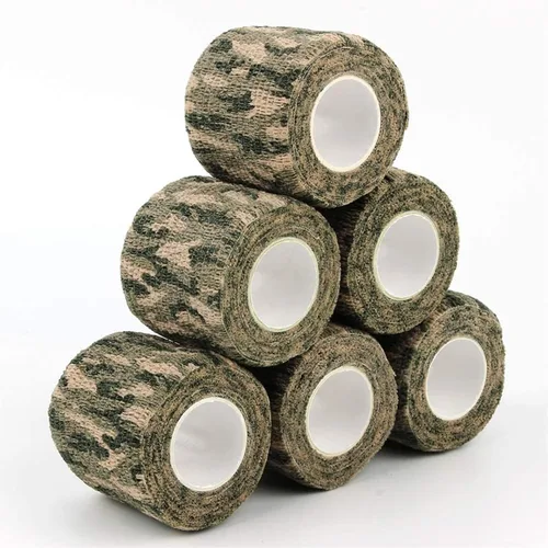 Vista 6 de AIRSSON 6 rollos de cinta de camuflaje de camuflaje de 1.96 x 177 pulgadas, vendaje elástico de camuflaje autoadhesivo para linternas, cámaras