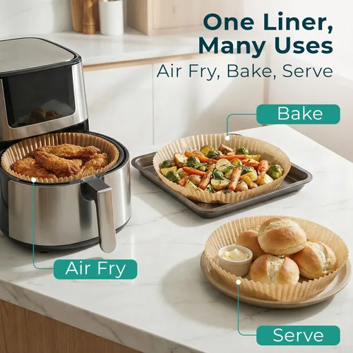 Vista 9 de Cathy Yoder's - Forros redondos para freidora de aire, 125 forros para freidora de aire de 6.3 pulgadas, desechables redondos, 2-5 cuartos de galón