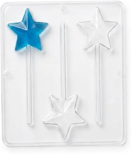 Vista 2 de Candy Molds N More 3374, Molde de caramelo de chocolate Star Lollipop Cantidad 1, Plástico Transparente