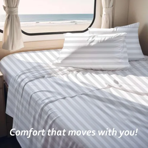 Vista 51 de Juego de sábanas para autocaravana tamaño individual (39 x 75) – 100% algodón egipcio, suave y refrescante, sábana bajera de 16 pulgadas