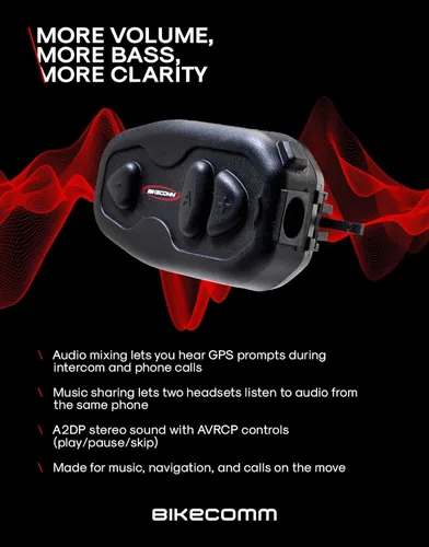 Vista 4 de BIKECOMM Salut - Altavoces de casco de motocicleta intercomunicador – Altavoces inalámbricos de rango 1000M – Sistema de comunicación de casco