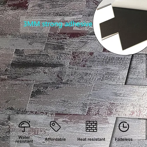 Vista 4 de XUANINY 10 hojas de azulejos autoadhesivos para salpicaduras de muro de metro, azulejos de madera de metal, azulejos de aluminio, para pegar