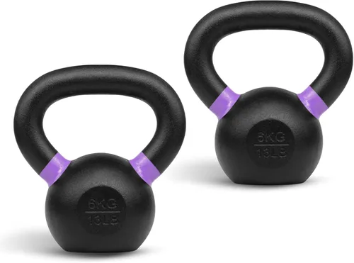 Vista 29 de Yes4All Powder Coated Kettlebell, Cast Iron Core Kettlebells with Non-Slip Handle & Flat Bottom for Conditioning, Heavy Duty for Strength Training
