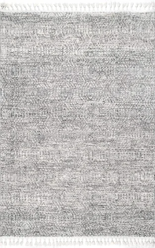 Vista 3 de nuLOOM Arielle - Alfombra de área con textura de enrejado suave, 4 x 6 pulgadas, color gris