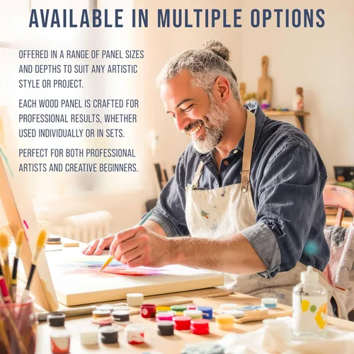 Vista 6 de U.S. Art Supply Paneles de madera acunados sin terminar de 5 x 7 pulgadas para pintar, galería de 1-1/2 pulgadas de profundidad