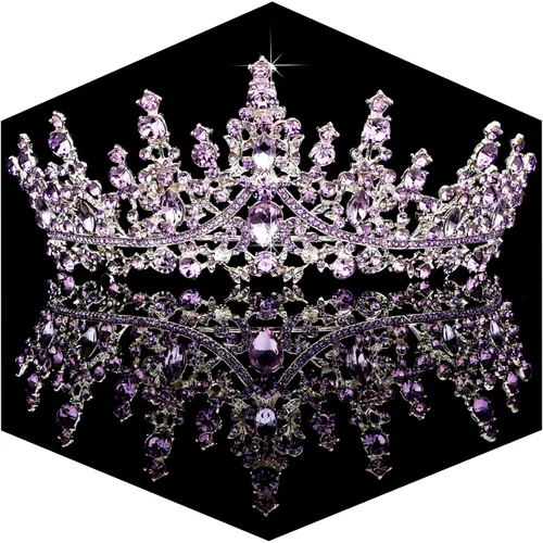 TOBATOBA - Tiaras para mujer coronas tipo tiara de cristal morado para mujer tiara nupcial para novias corona de reina tocados de quinceañera estilo