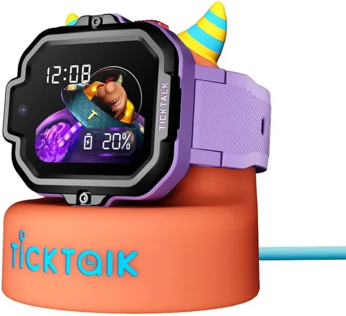 Vista 3 de TickTalk 5 Reloj inteligente celular para niños (red de T-Mobile) con rastreador GPS y videollamadas, base de alimentación y protectores de pantalla