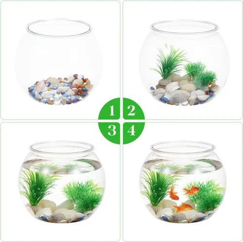 Vista 8 de Tanque de peces Betta de plástico para acuario: cuenco grande de peces de colores transparente, maceta de burbujas transparentes con resistente a