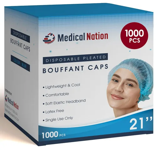 Vista 16 de Medical Nation Red para el cabello, redes plisadas desechables Negro, 100 unidades Redes de pelo para servicio de alimentos, uso médico, redes