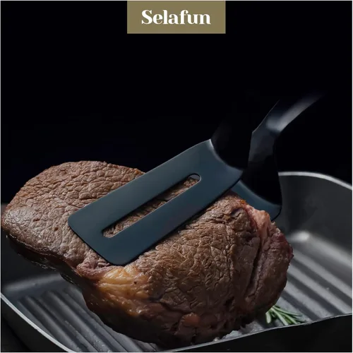 Vista 5 de Pinzas de cocina para carne, pinzas para pan, pinzas de doble espátula de 10 pulgadas, pinza para pizza, abrazadera de acero inoxidable
