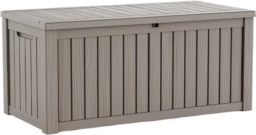Vista 21 de Caja de cubierta de resina impermeable de 30 galones, resistente a los rayos UV, almacenamiento al aire libre para jardín, patio, porche, entrega