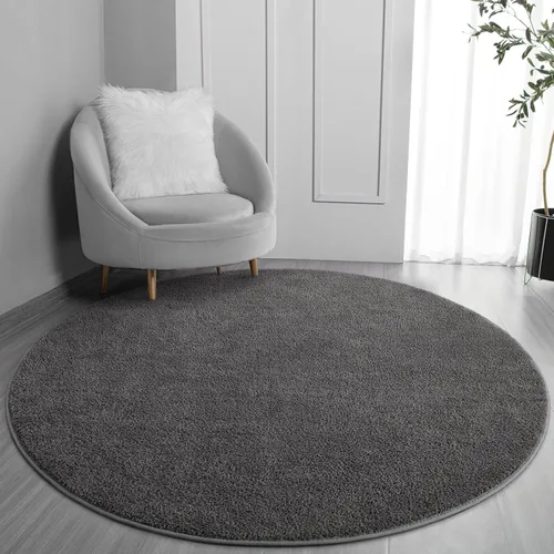 Vista 22 de FlyDOIT Alfombras redondas para dormitorio, sala de estar, 4 x 4, color negro, súper suaves, cómodas, gruesas, de espuma viscoelástica, alfombra