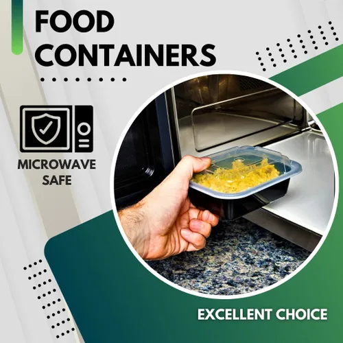 Vista 3 de Green Direct Paquete de 50 (473 ml) - Contenedores desechables para preparación de comidas y para llevar, con tapas, contenedores de plástico Bento
