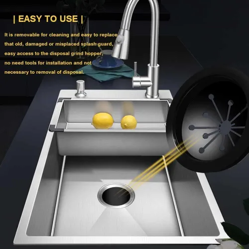 Vista 5 de Eliminación de basura, protector contra salpicaduras, cubierta deflectora para fregadero, repuesto para eliminación de desechos de alimentos, pieza
