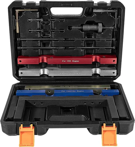 Vista 6 de E-cowlboy Kit maestro de herramientas para reglaje de motor BMW, herramienta de bloqueo de árbol de levas Vanos, kit de alineación de volante