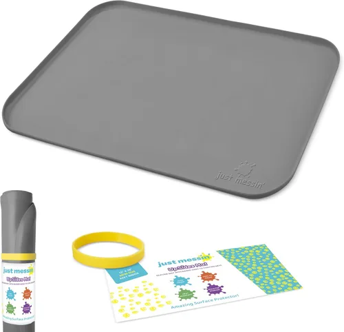 Vista 15 de Just Messin' Tapete de silicona para niños, reutilizable, antideslizante, resistente al calor, con bordes elevados de 0.6 pulgadas para contener