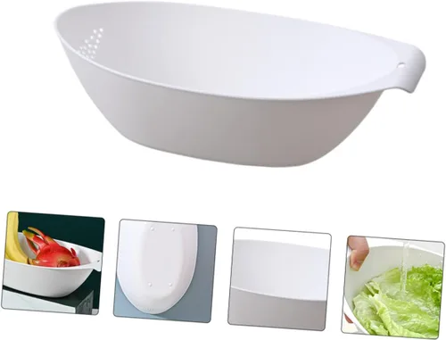 Vista 8 de Cabilock Cesta multifuncional para lavar frutas, escurridor de verduras, cuenco para lavadora de arroz, colador seguro y resistente