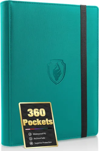 Vista 11 de Carpeta de tarjetas prémium con 9 bolsillos para 360 tarjetas, carpeta de tarjetas coleccionables de poliuretano resistente, álbum de colección