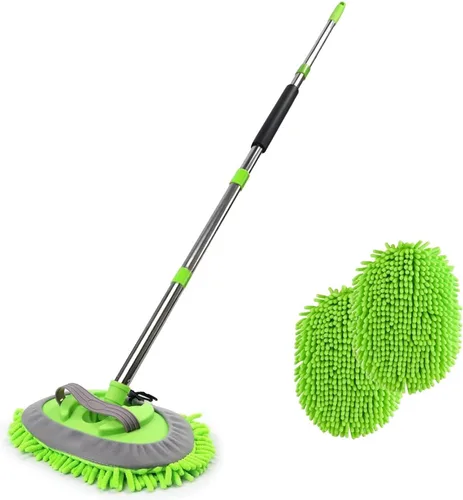 Vista 8 de Juego de 62" de cepillo de lavado de coche con mango largo, manopla de microfibra de chenilla, kits de limpieza para parabrisas, limpiaparabrisas
