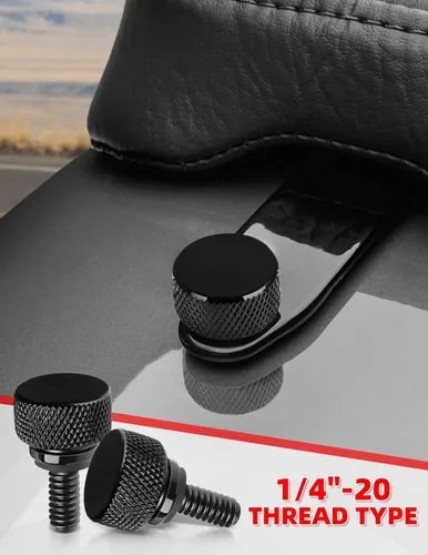 Vista 2 de Amazicha Tornillo de asiento negro de acero inoxidable de instalación rápida de 1/4 "-20 compatible con Harley Touring Softail Sportster Dyna Street