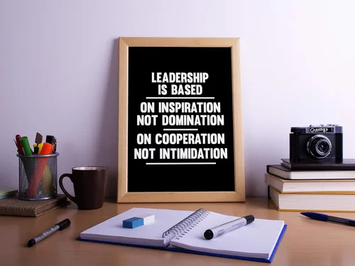 Vista 4 de Leadership is Based on Inspiration and Cooperation Poster Print, Inspirational Print, Motivational Quotes, Office Art, Cubicle Picture, Home Wall