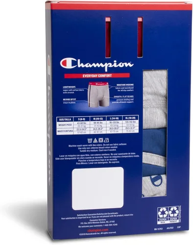 Vista 6 de Champion Ropa interior para niños, calzoncillos tipo bóxer elásticos de algodón, absorben la humedad, paquete de 4 surtidos