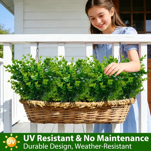 Vista 4 de Turnmeon - 20 Ramos de flores artificiales para decoración de exteriores, primavera o verano, hogar o jardín, resistentes a los rayos ultravioleta