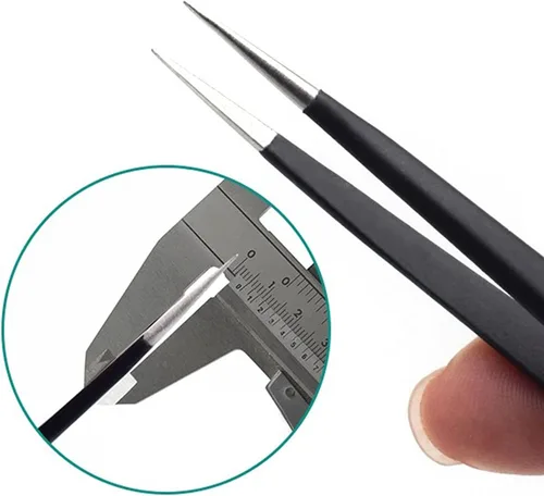 Juego de pinzas de precisión, 6 piezas antiestáticas ESD industriales kit de pinzas industriales negro mate, se adapta para reparación de