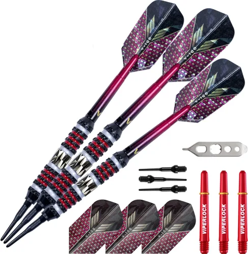 Vista 16 de Viper Wizard Soft Tip Darts, Brass Alloy Barrels with Diamond-Cut Etchings and Knurled Rings