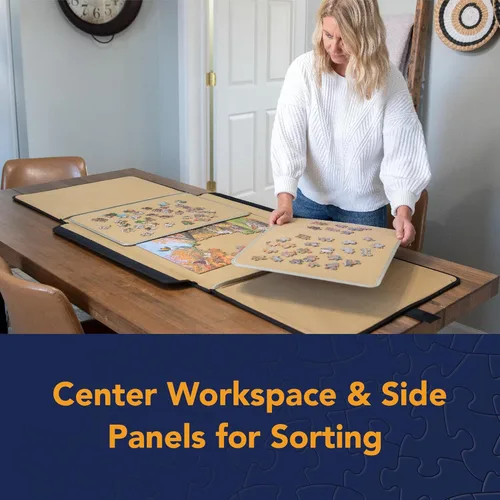 Vista 3 de Bits and Pieces Portapuzzle Tablero de rompecabezas portátil de 1000 piezas, alfombrilla compacta y ligera plegable portátil con áreas