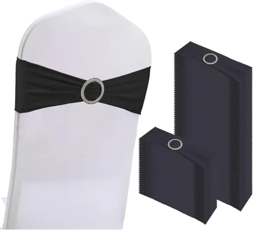 Vista 9 de WJWHQ 100 piezas de cintas elásticas de elastano con lazos para sillas, bandas de cubierta de silla con hebilla deslizante para eventos de boda