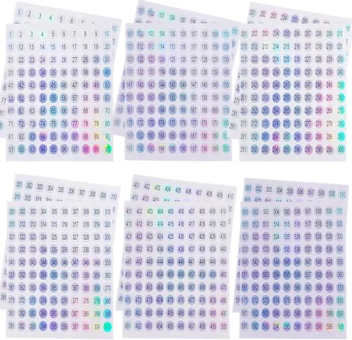 Vista 8 de 2 juegos de pegatinas numéricas (número 1-300), pegatinas holográficas autoadhesivas para organizar botellas de esmalte de uñas/palitos de muestra